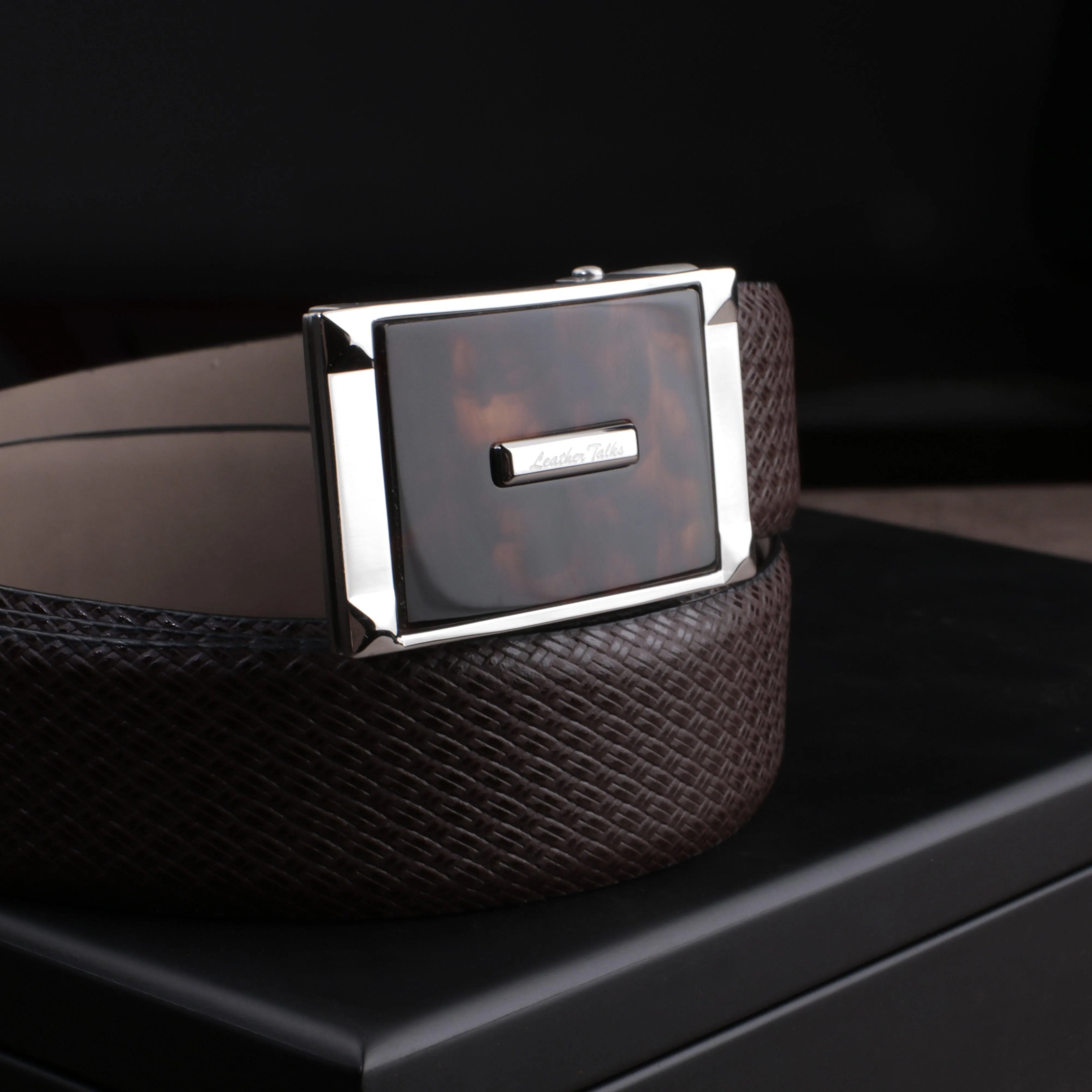Italian Small Weave | Genuine Leather | Luxury Leather Belt for Men | Color - Brown