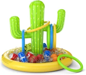 Jasonwell Inflatable Cactus Drink Holder Float Floating Beverage Salad Fruit Serving Bar Inflatable Ring Toss Game Set Pool Float Party Favors Accessories Water Fun Toys for Kids Adults