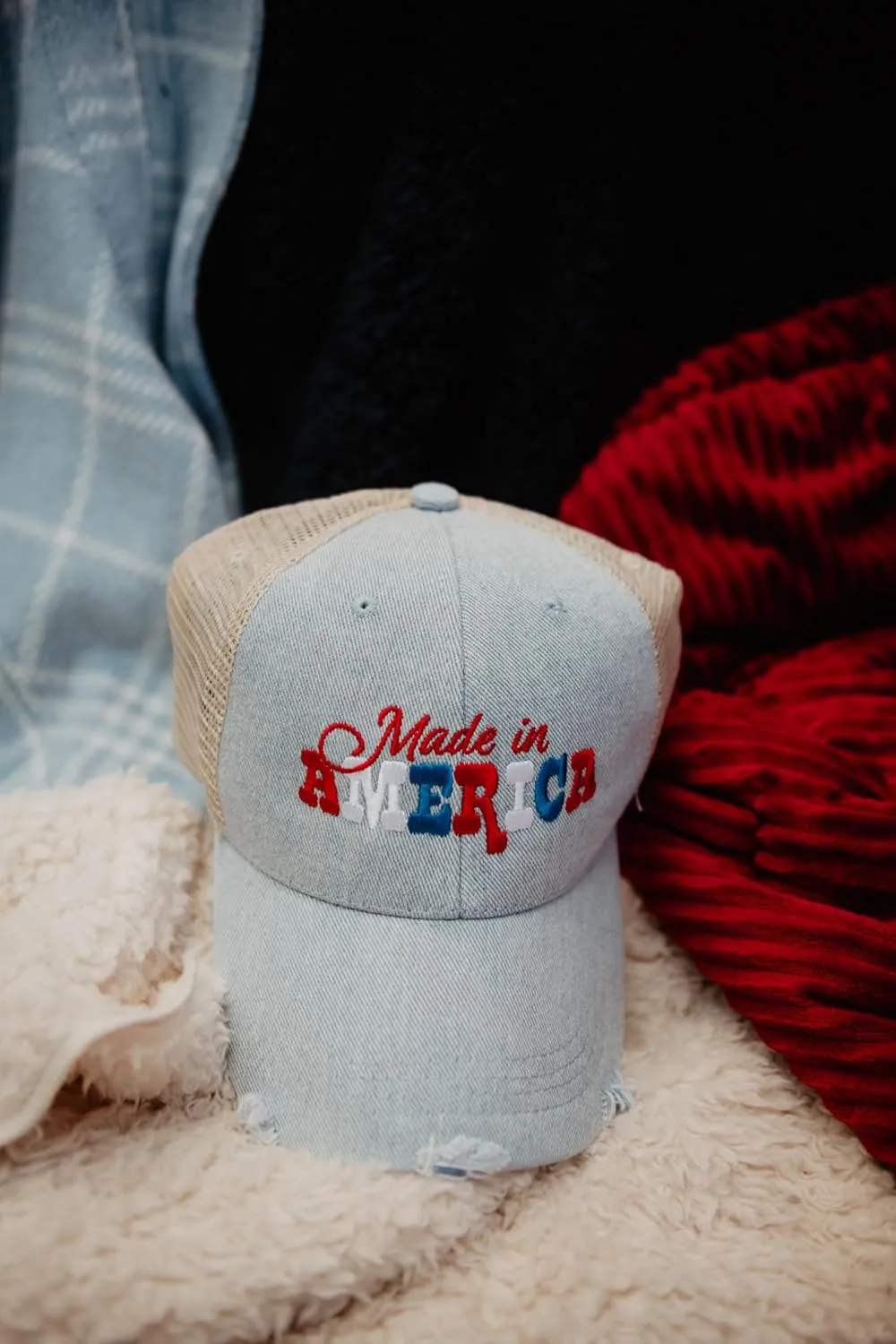 KATYDID Made in America Hat - Patriotic Hat for Women - Fully Embroidered America Hat - Women's Baseball Hat