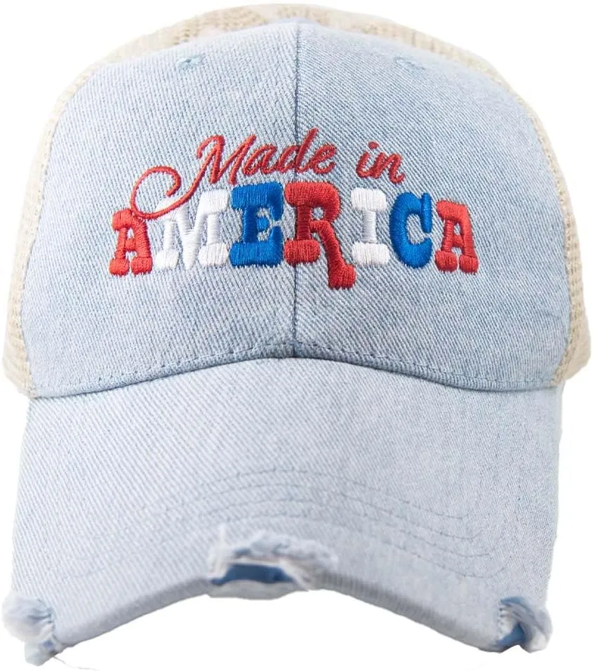 KATYDID Made in America Hat - Patriotic Hat for Women - Fully Embroidered America Hat - Women's Baseball Hat