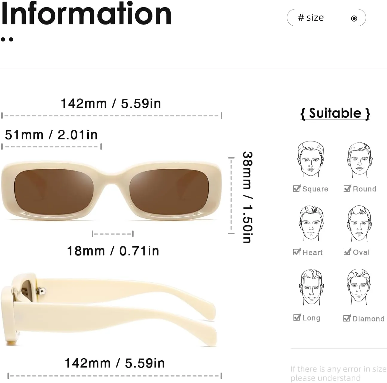 kimorn Retro Rectangle Sunglasses for Women Men Thick Frame Sun Glasses UV Protection Shades K1703