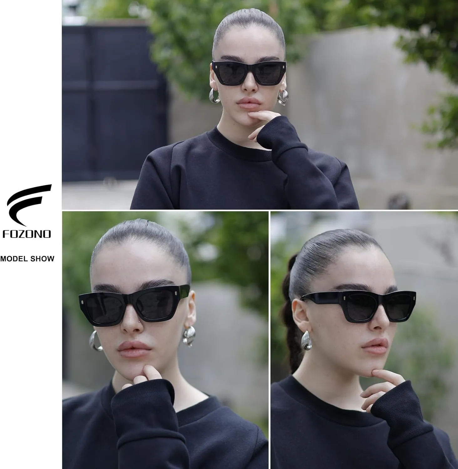 Large Cateye Polarized Sunglasses for Women Men Retro Trendy Square Sunnies FZN819