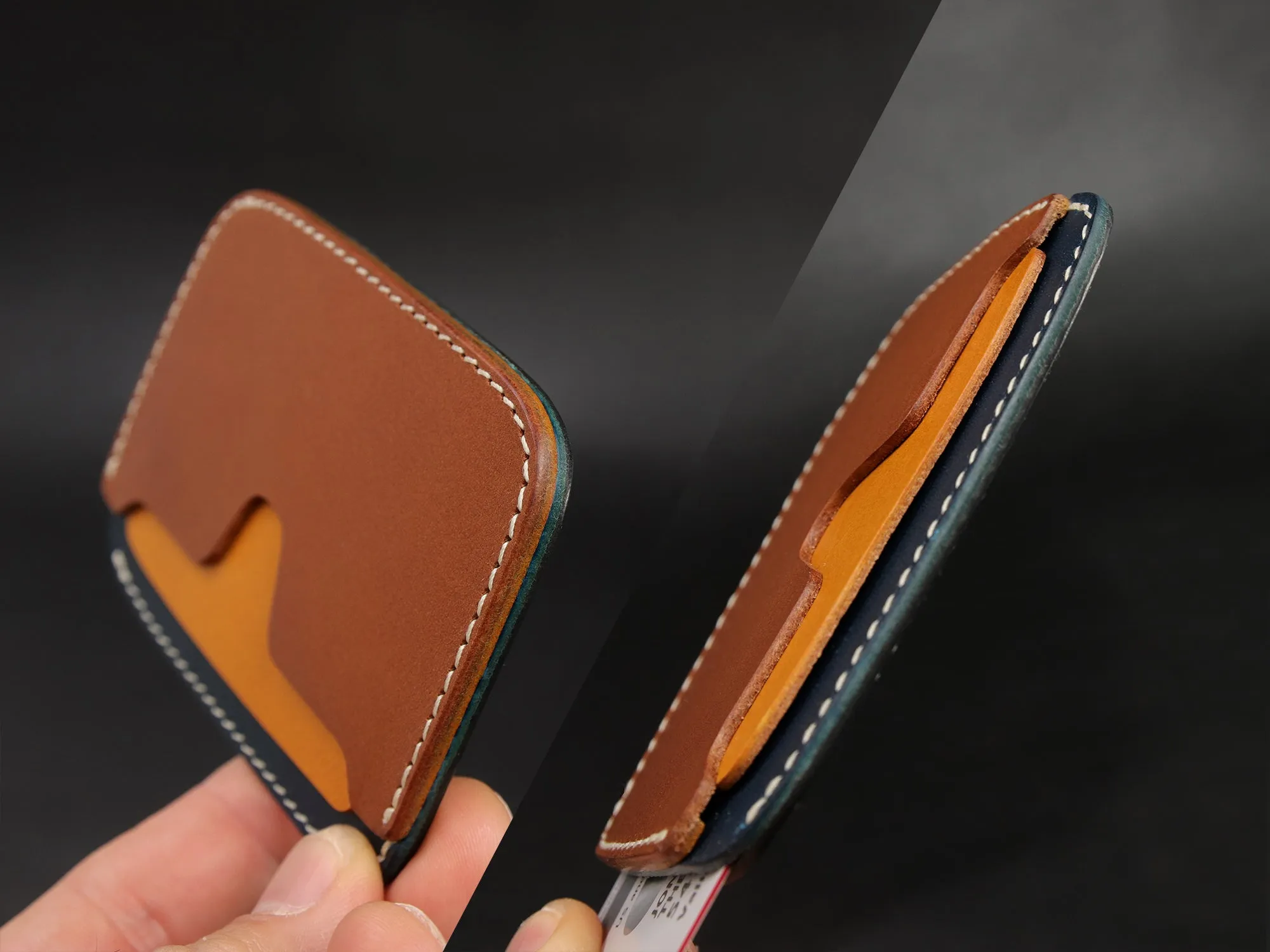 Leather Card Wallet [LC-BNBK] - Layers Series - Card Holder - Premium Italian Veg-Tanned Leather - Personalized Stamp - Handcrafted in USA