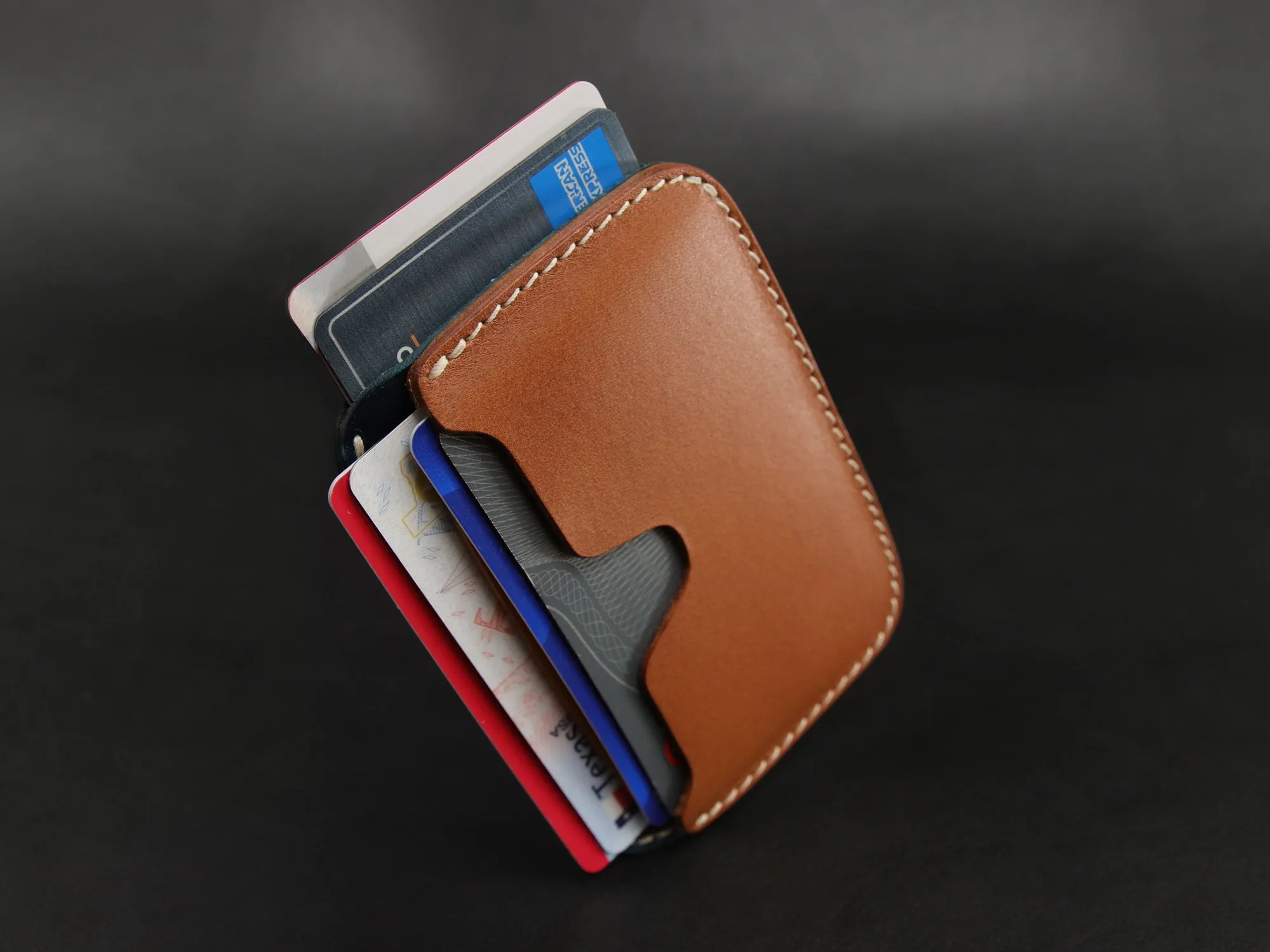 Leather Card Wallet [LC-BNBK] - Layers Series - Card Holder - Premium Italian Veg-Tanned Leather - Personalized Stamp - Handcrafted in USA