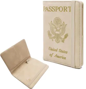 Melsbrinna Premium Leather Passport Holder Covers Case, Waterproof Rfid Blocking Travel Wallet Passport Holder with Pen Holder, Cute Passport Book for Women/Men