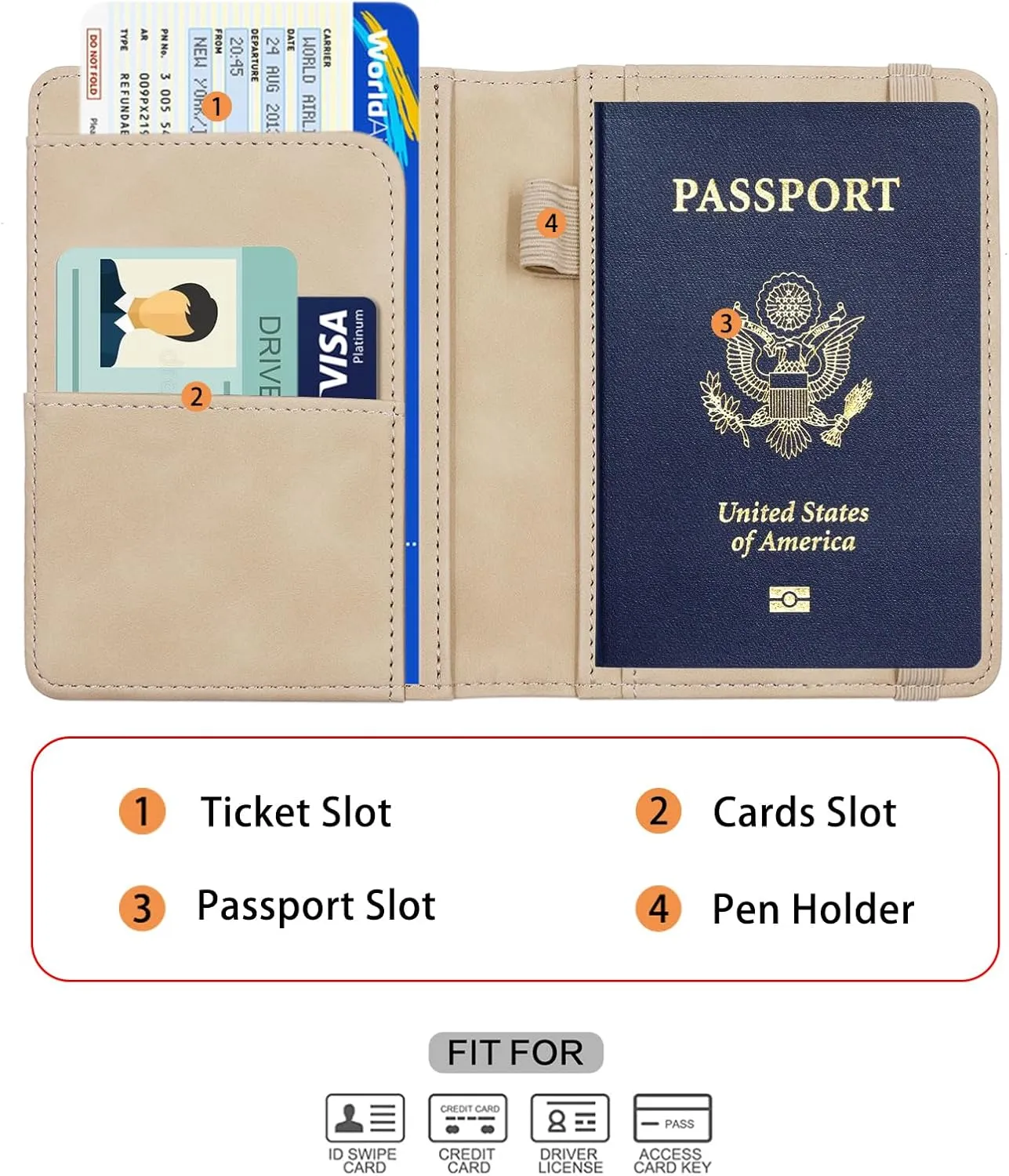 Melsbrinna Premium Leather Passport Holder Covers Case, Waterproof Rfid Blocking Travel Wallet Passport Holder with Pen Holder, Cute Passport Book for Women/Men