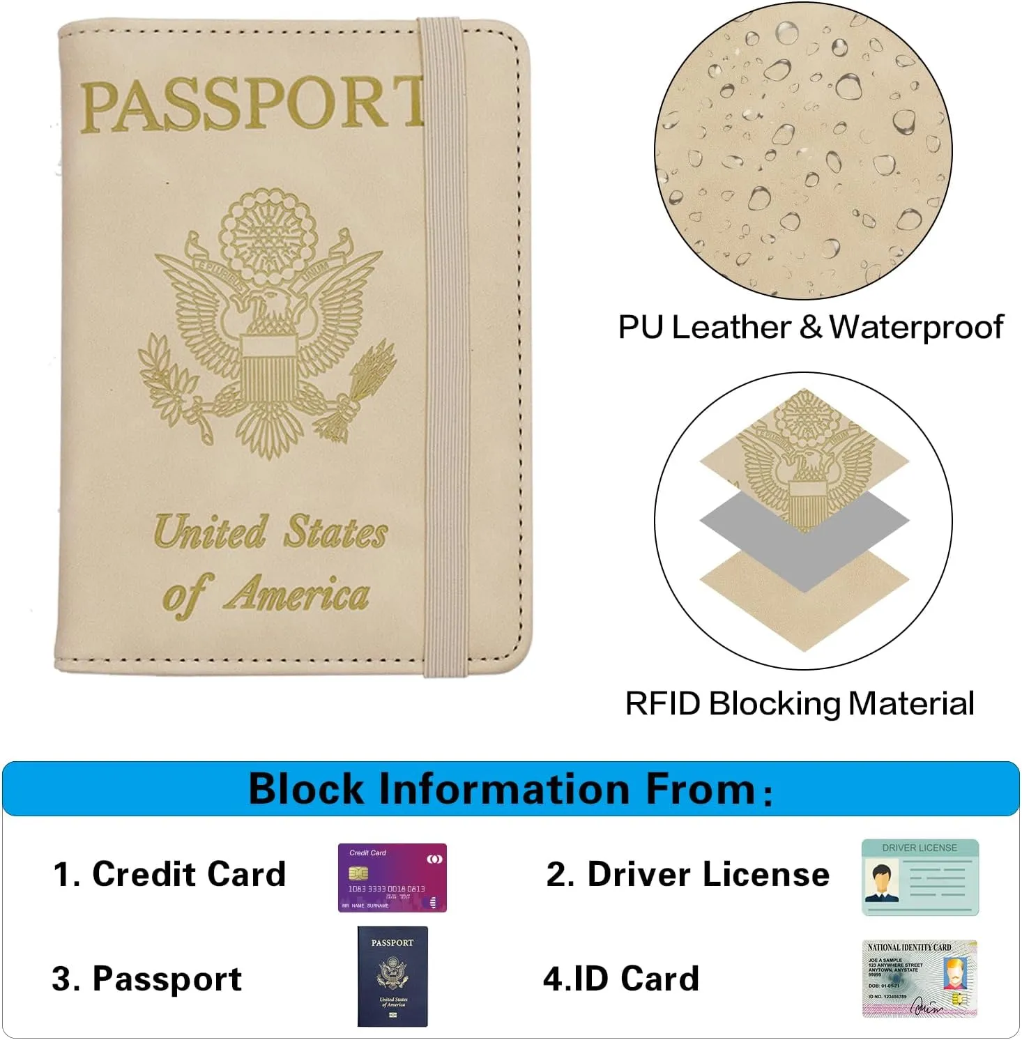 Melsbrinna Premium Leather Passport Holder Covers Case, Waterproof Rfid Blocking Travel Wallet Passport Holder with Pen Holder, Cute Passport Book for Women/Men