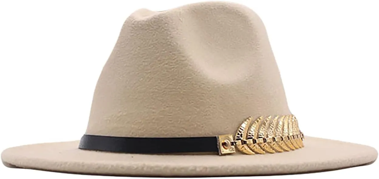 Men Women Wide Brim Fedora Hat Panama Fedora Hat with Belt Buckle Unisex Floppy Panama Hat