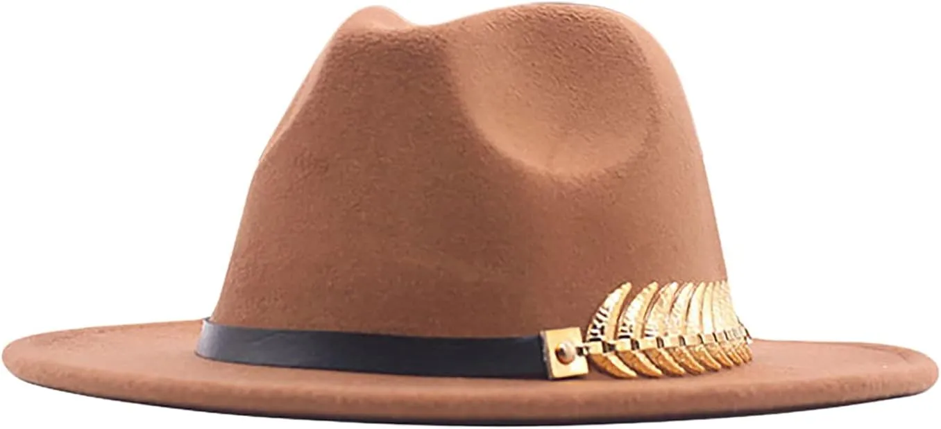 Men Women Wide Brim Fedora Hat Panama Fedora Hat with Belt Buckle Unisex Floppy Panama Hat