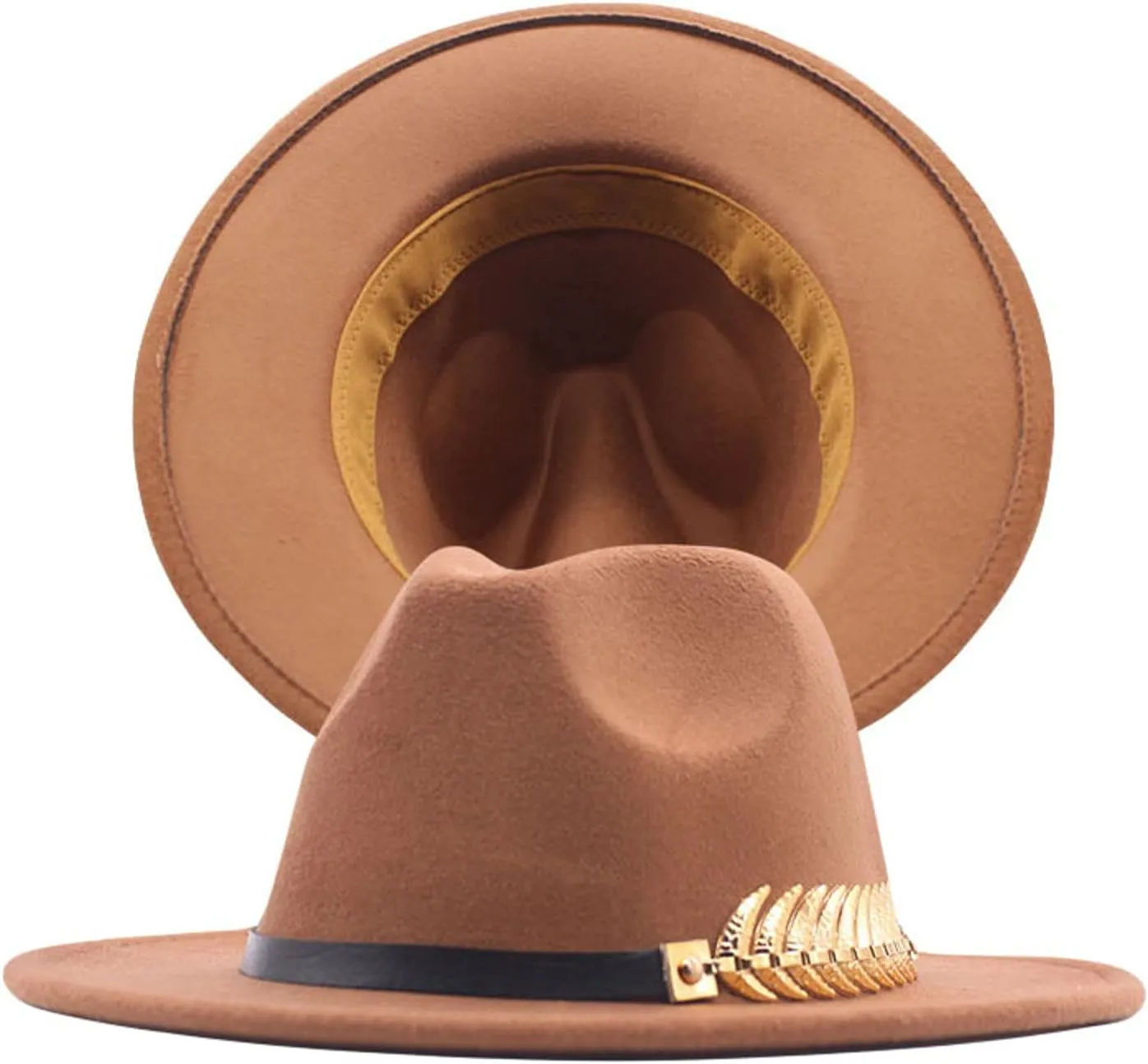 Men Women Wide Brim Fedora Hat Panama Fedora Hat with Belt Buckle Unisex Floppy Panama Hat