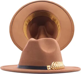 Men Women Wide Brim Fedora Hat Panama Fedora Hat with Belt Buckle Unisex Floppy Panama Hat
