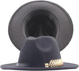 Men Women Wide Brim Fedora Hat Panama Fedora Hat with Belt Buckle Unisex Floppy Panama Hat