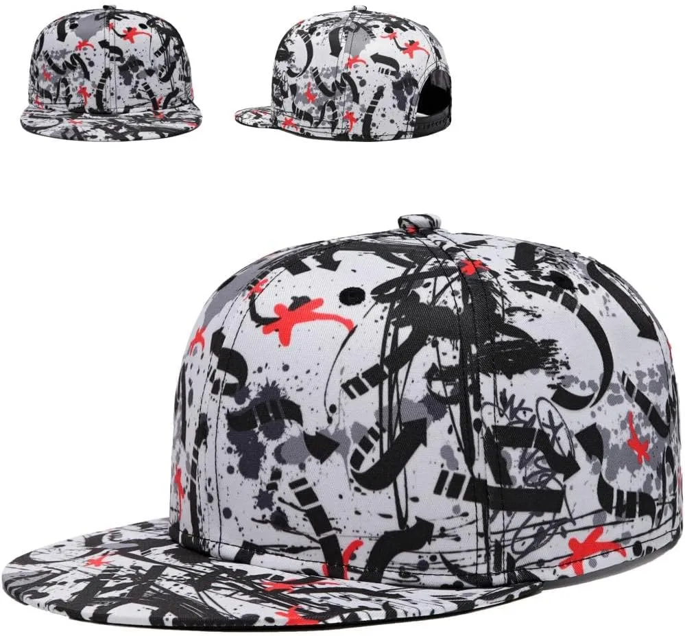 Mens Snapback Baseball Cap Hip Hop Style Flat Visor Adjustable Outdoor Cap Unisex Adjustable Breathable