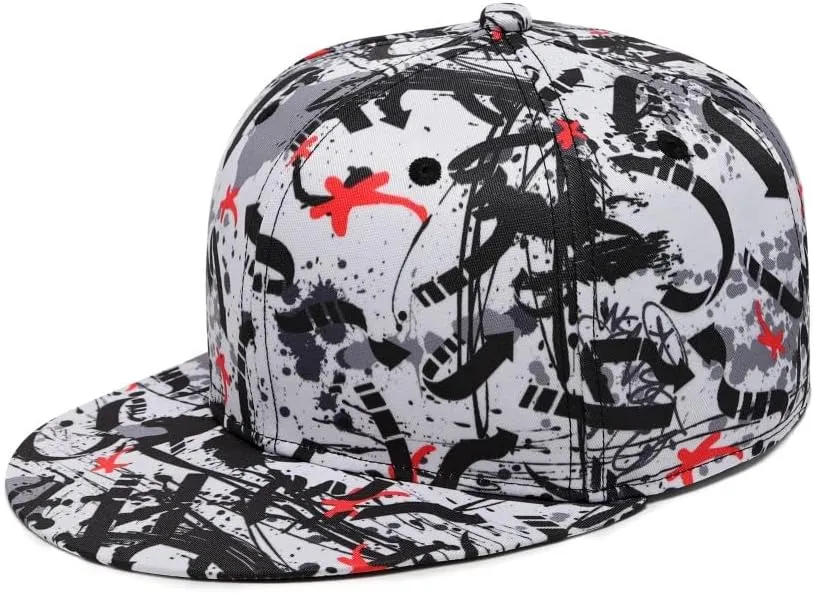 Mens Snapback Baseball Cap Hip Hop Style Flat Visor Adjustable Outdoor Cap Unisex Adjustable Breathable