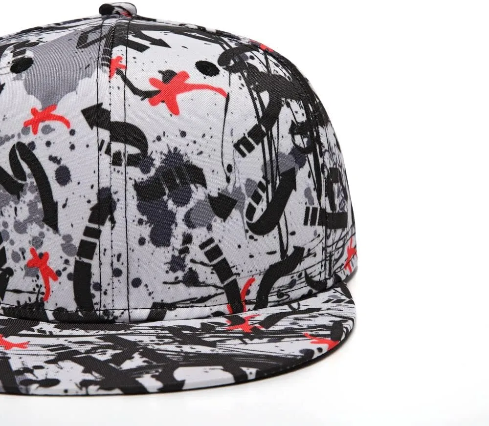 Mens Snapback Baseball Cap Hip Hop Style Flat Visor Adjustable Outdoor Cap Unisex Adjustable Breathable