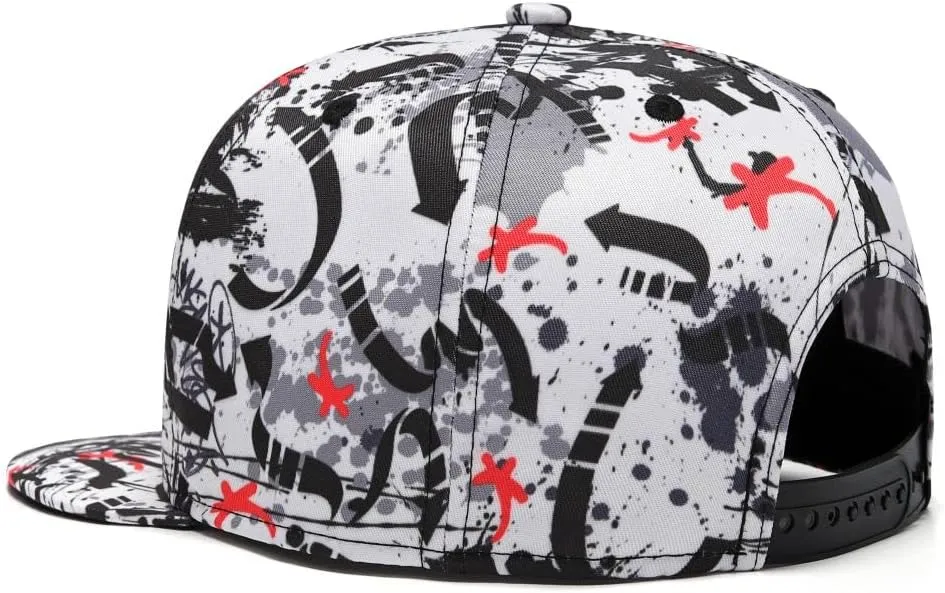 Mens Snapback Baseball Cap Hip Hop Style Flat Visor Adjustable Outdoor Cap Unisex Adjustable Breathable