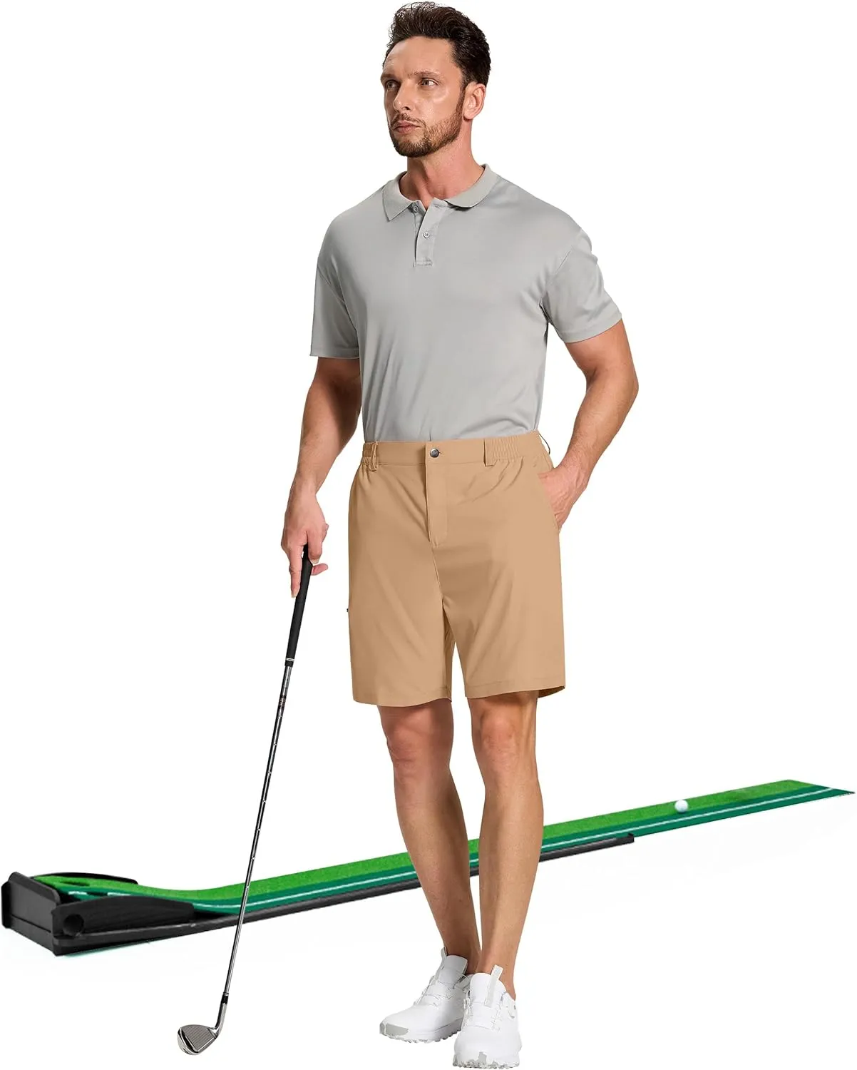 Mens Stretch Golf Shorts with 6 Pockets Dry Fit 7 Inch Inseam Lightweight Dress for Hiking Work Casual