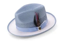 Men’s Two-Tone Fedora Hat Carolina/White