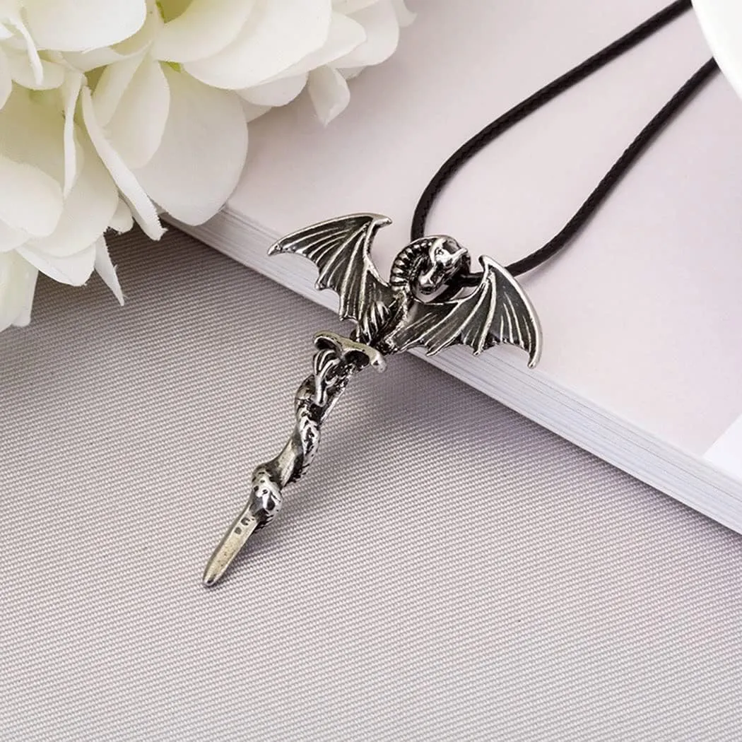 MIFYNN Luminous Dragon Necklace Personality Pterodactyl Pendant Necklace Glow in The Dark Dragon Sword Necklace Vintage Punk Animal Necklace for Men Women