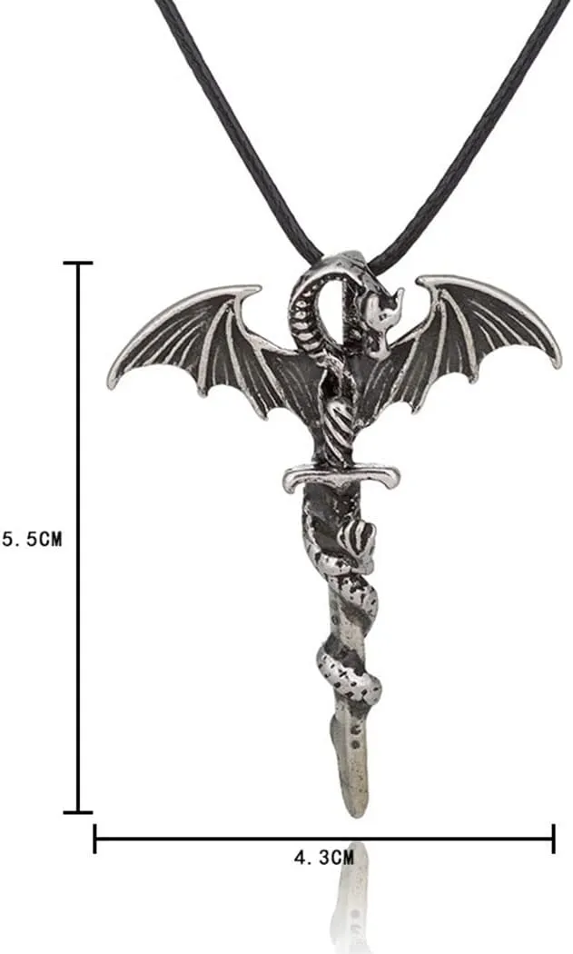MIFYNN Luminous Dragon Necklace Personality Pterodactyl Pendant Necklace Glow in The Dark Dragon Sword Necklace Vintage Punk Animal Necklace for Men Women