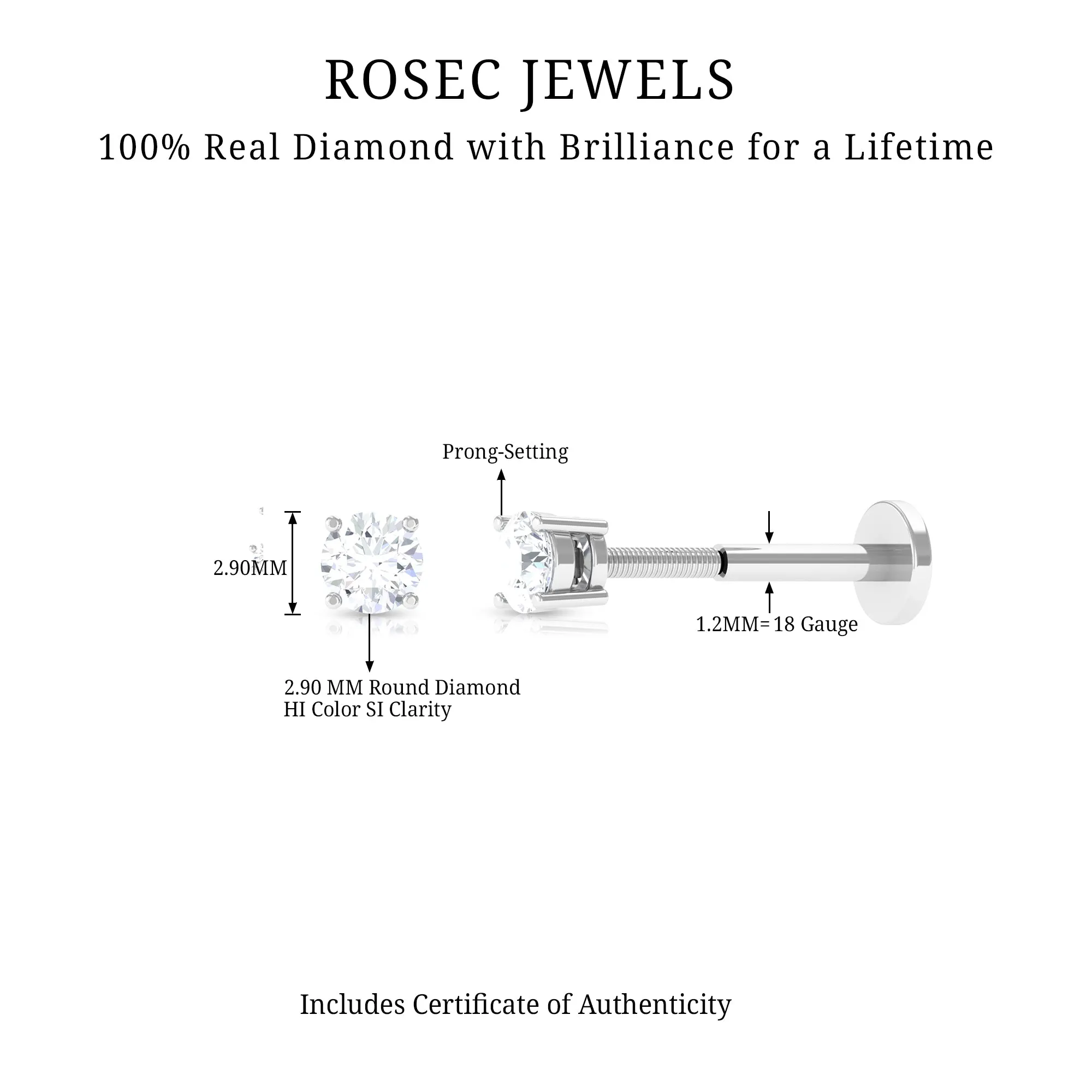 Minimalist Diamond Solitaire Conch Earring