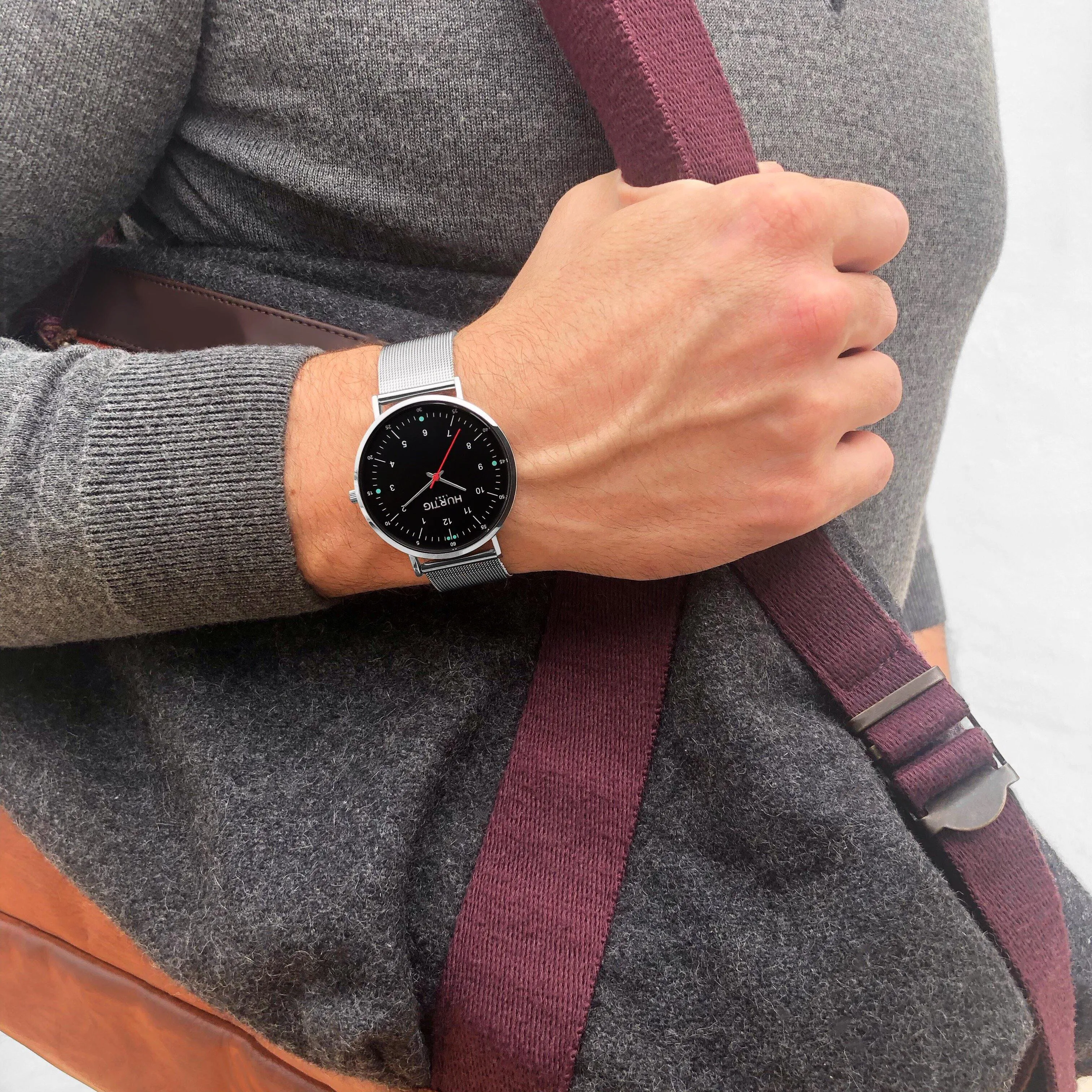 Moderno Stainless Steel Watch Silver, Black & Silver