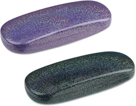 molshine 2 Pieces Glitter Hard Shell Eyeglass,Portable Dazzling Smooth Glasses Case for Men Women Girl Travel Study Work