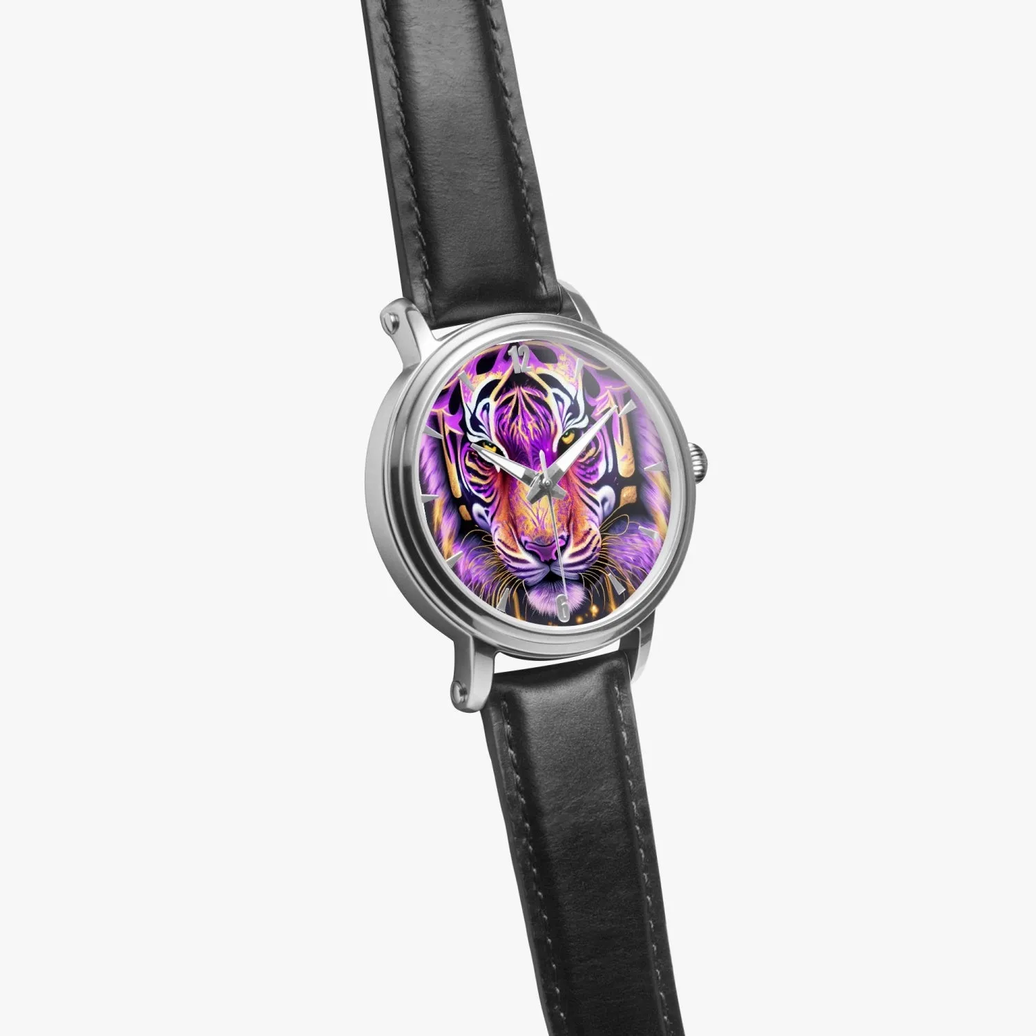 Montre automatique unisexe 46 mm (argent) "Tigre violet" (159)