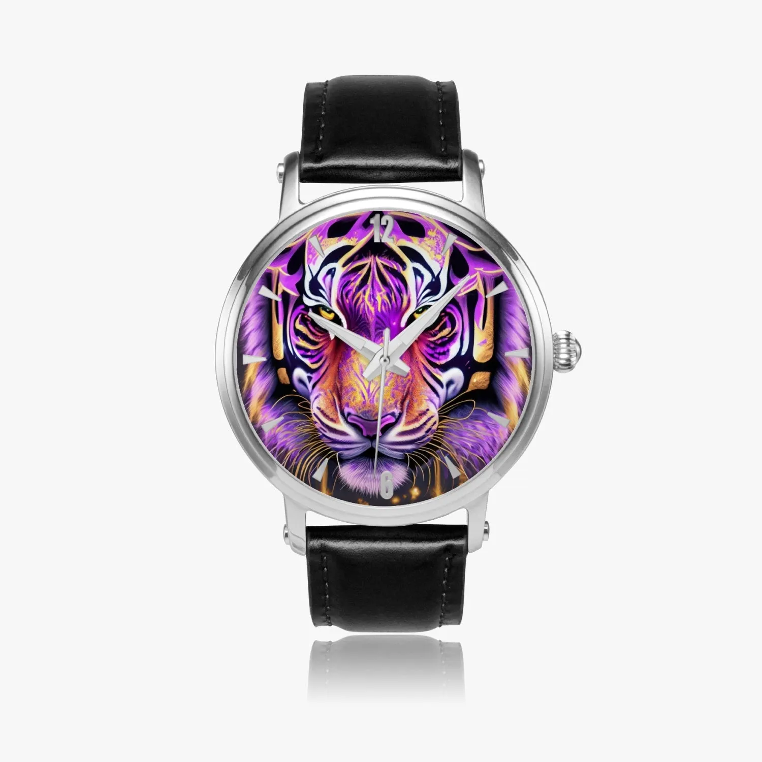 Montre automatique unisexe 46 mm (argent) "Tigre violet" (159)