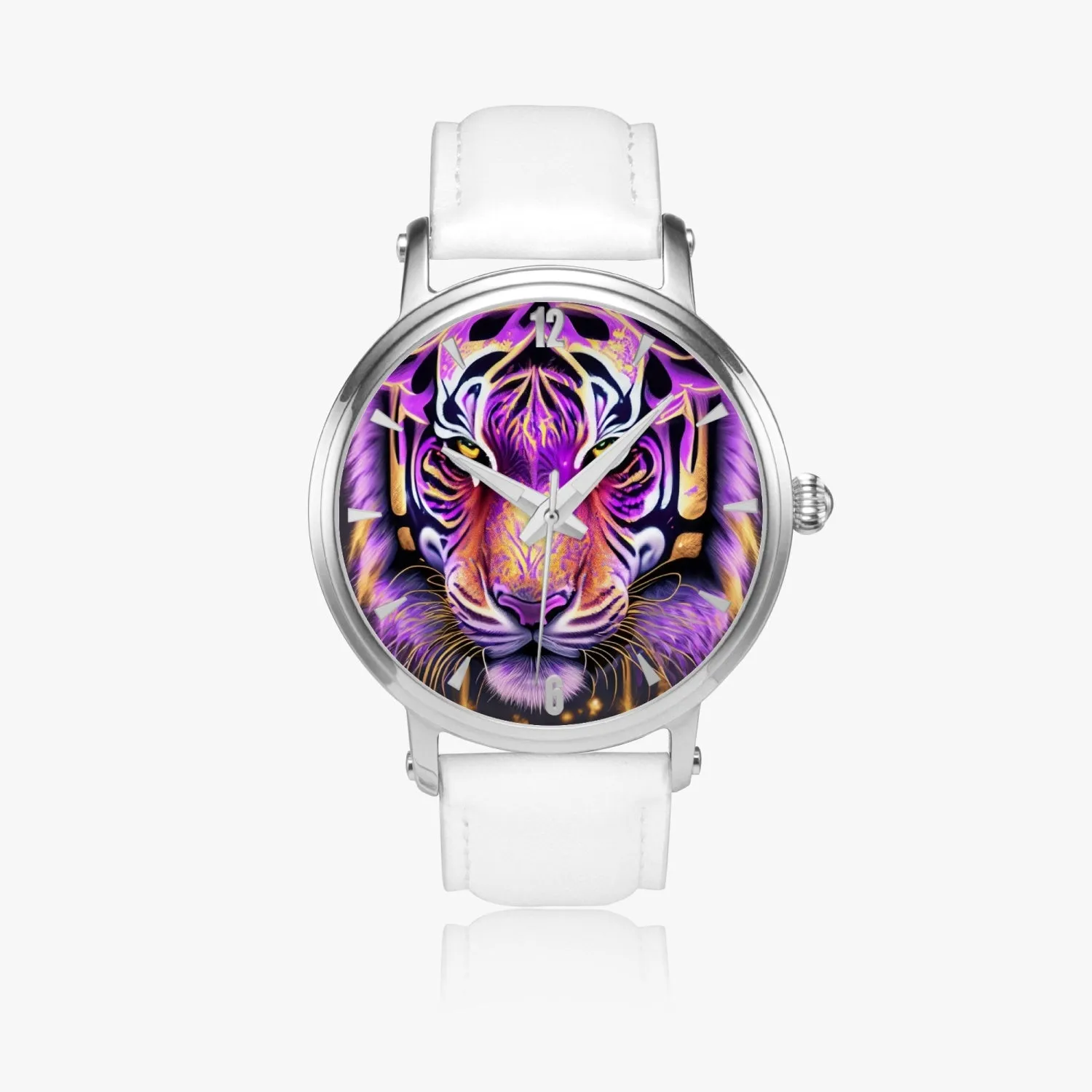 Montre automatique unisexe 46 mm (argent) "Tigre violet" (159)