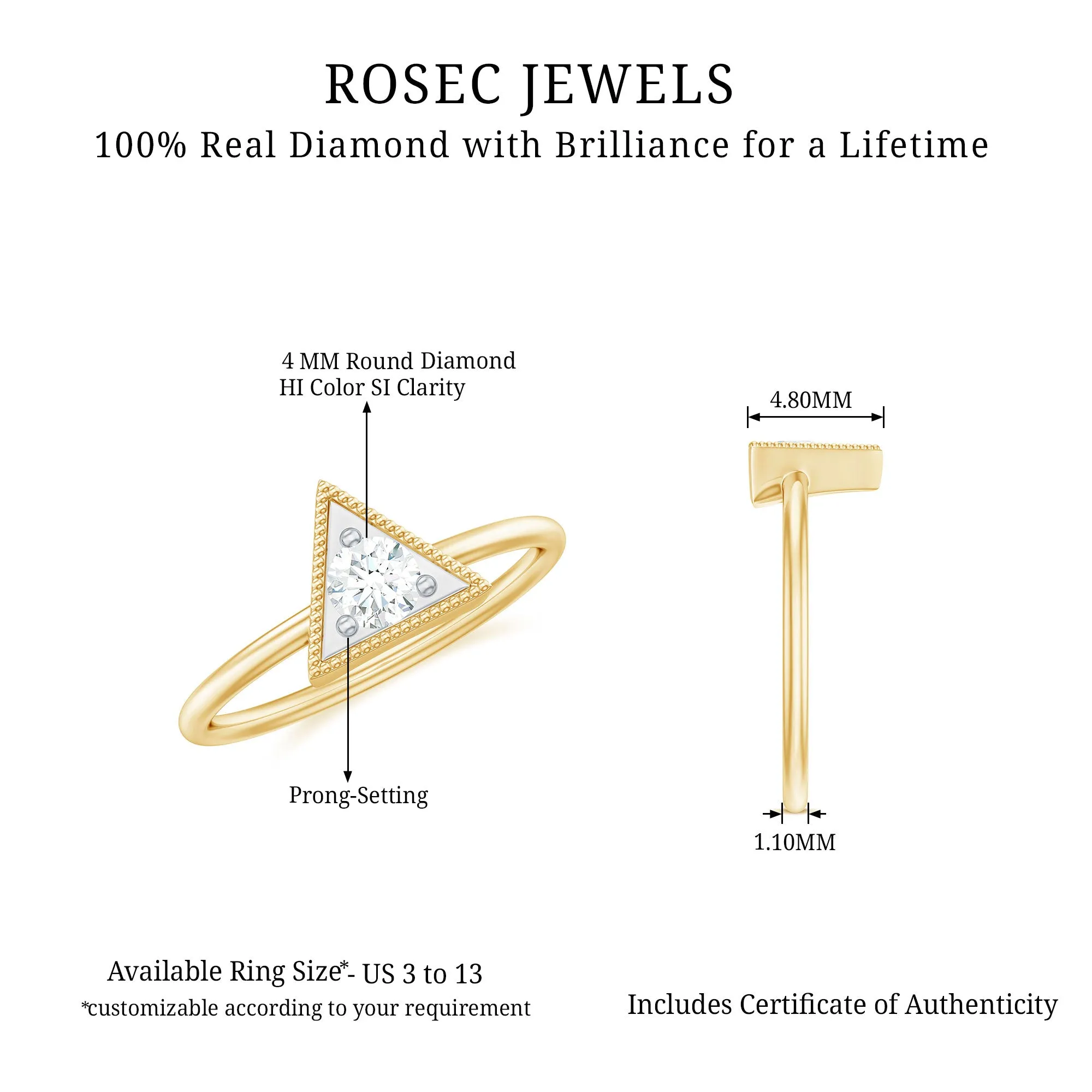 Natural Diamond Dainty Triangle Promise Ring
