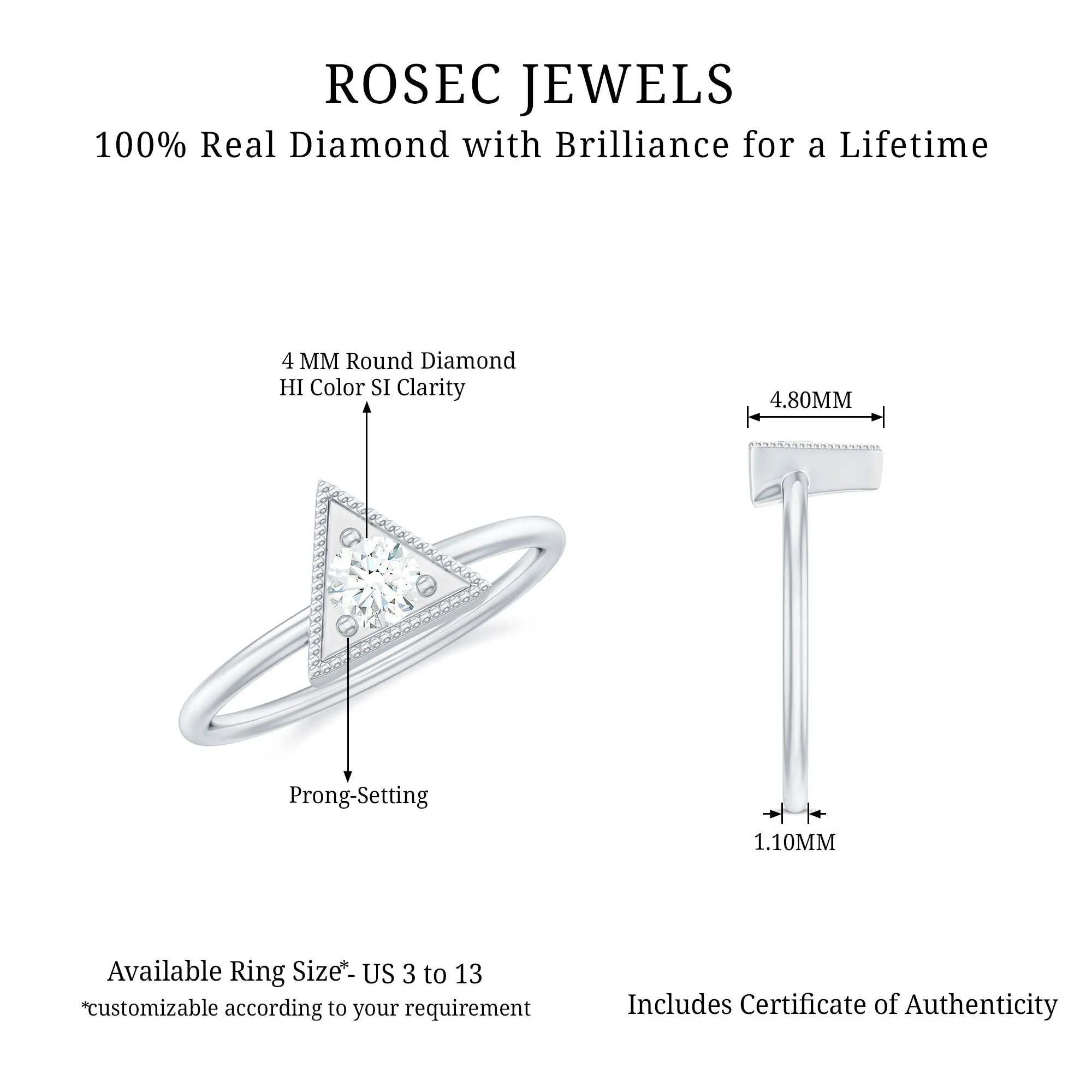 Natural Diamond Dainty Triangle Promise Ring
