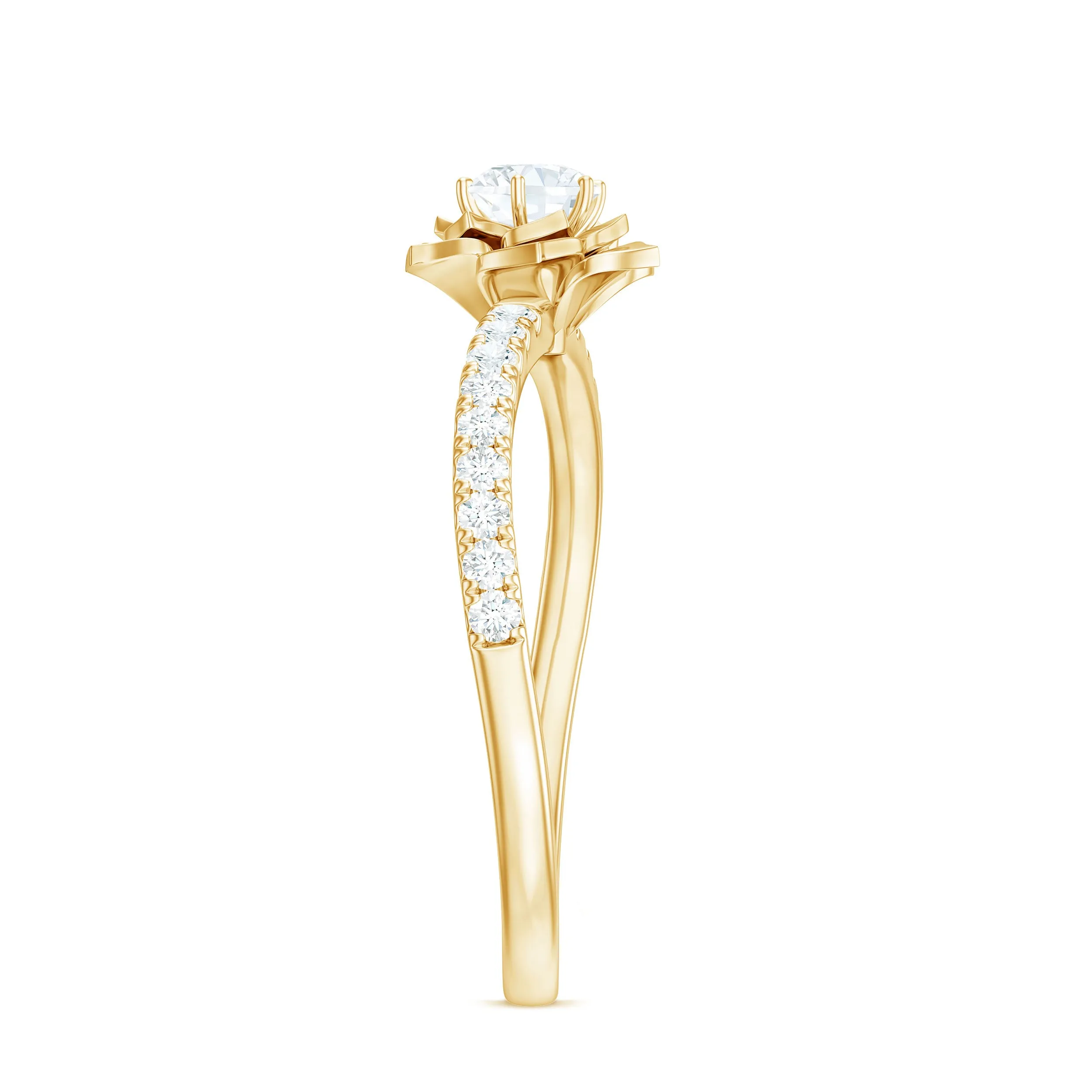 Nature Inspired Floral Engagement Ring with Lab Grown Diamond