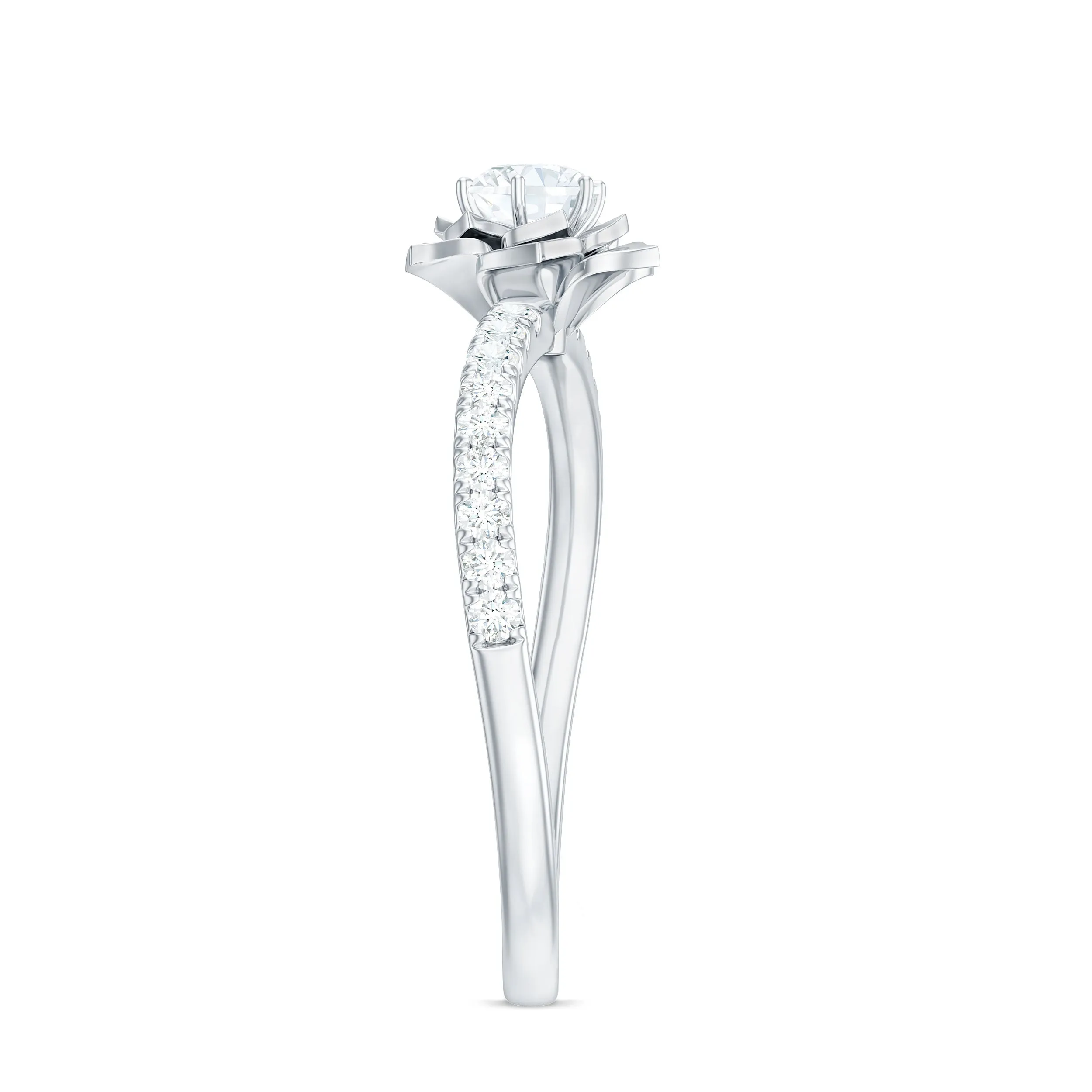 Nature Inspired Floral Engagement Ring with Lab Grown Diamond