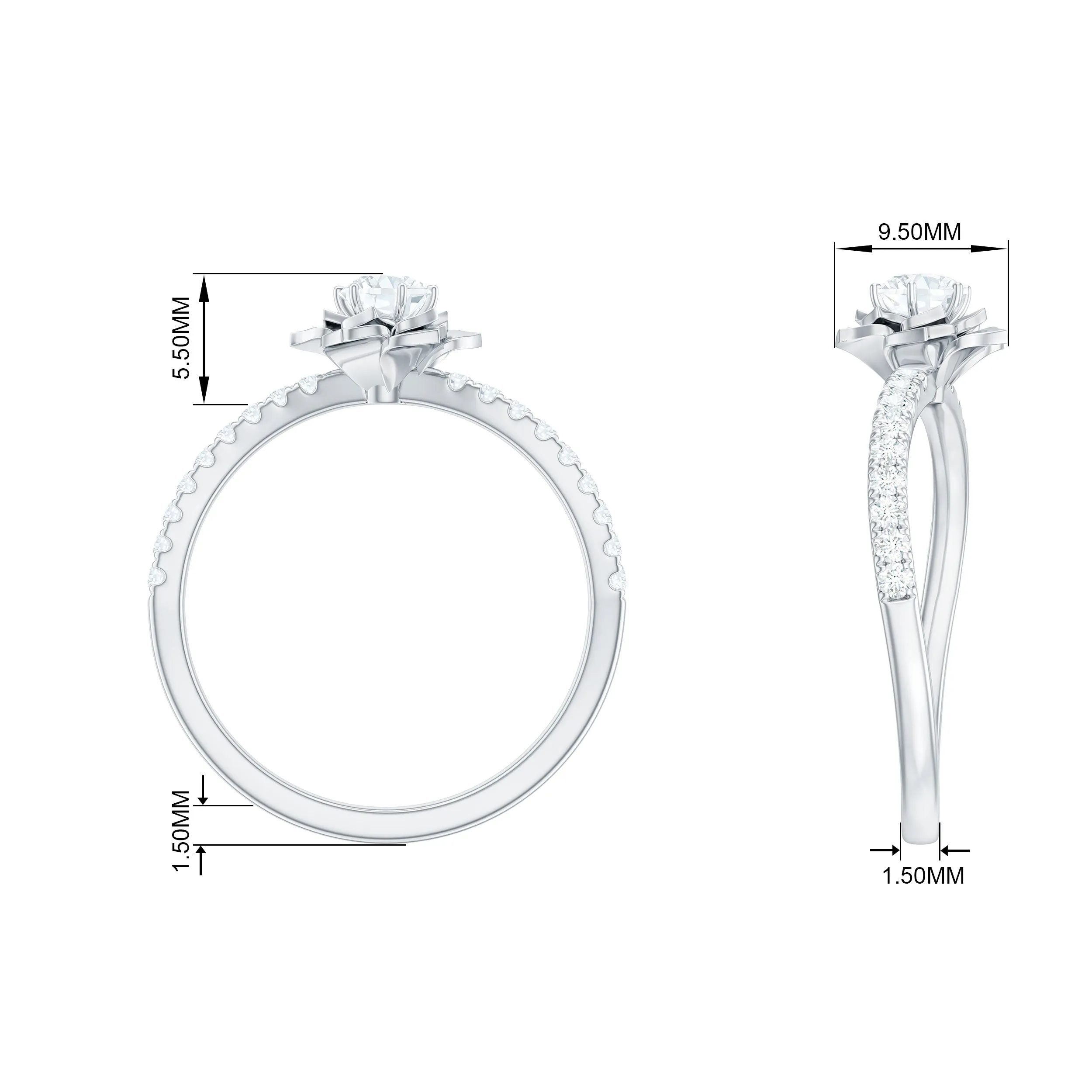 Nature Inspired Floral Engagement Ring with Lab Grown Diamond