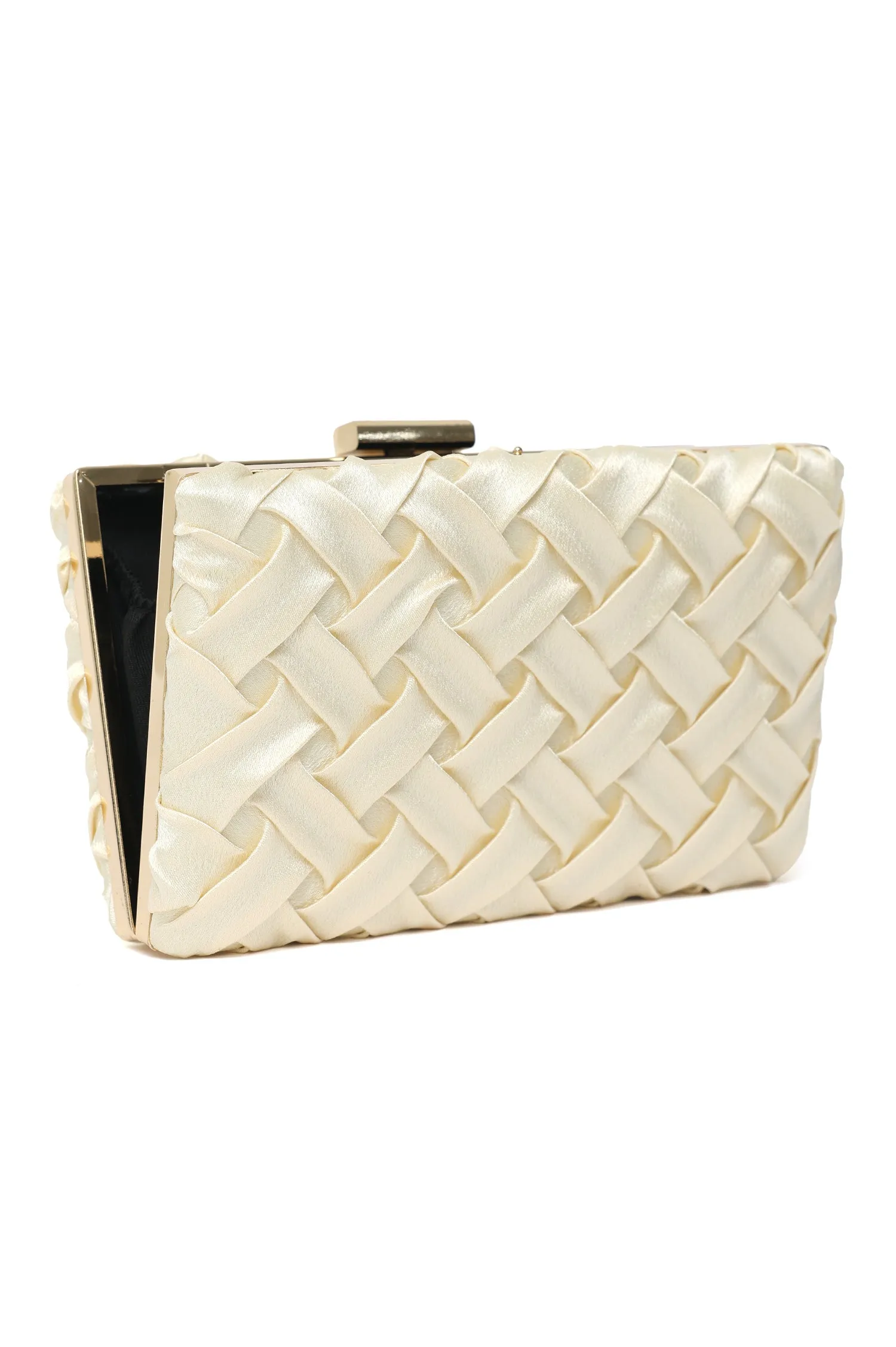 OPULENT SATIN WEAVE EVENING CLUTCH-APRICOT