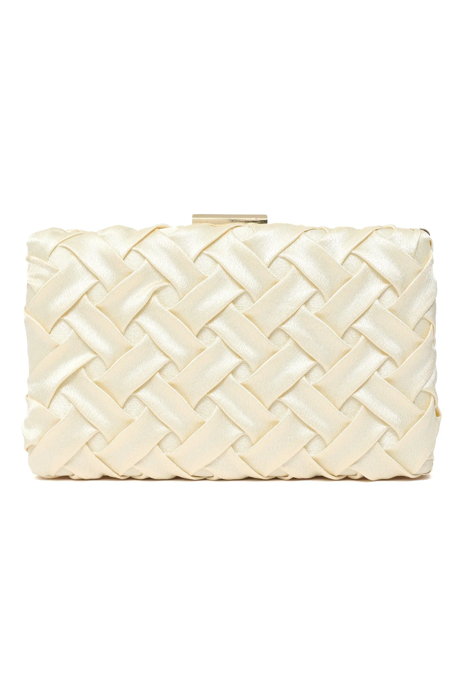 OPULENT SATIN WEAVE EVENING CLUTCH-APRICOT
