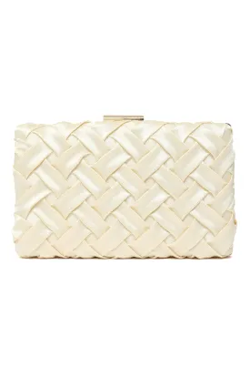 OPULENT SATIN WEAVE EVENING CLUTCH-APRICOT