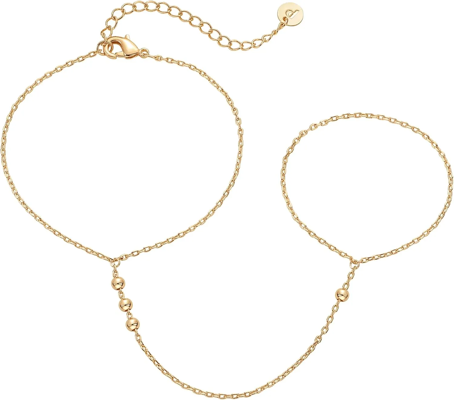 PAVOI 14K Gold Plated Freshwater Pearl Gold Hand Chain Bracelet for Women - Trendy Ring Bracelet Hand Chain Body Jewelry