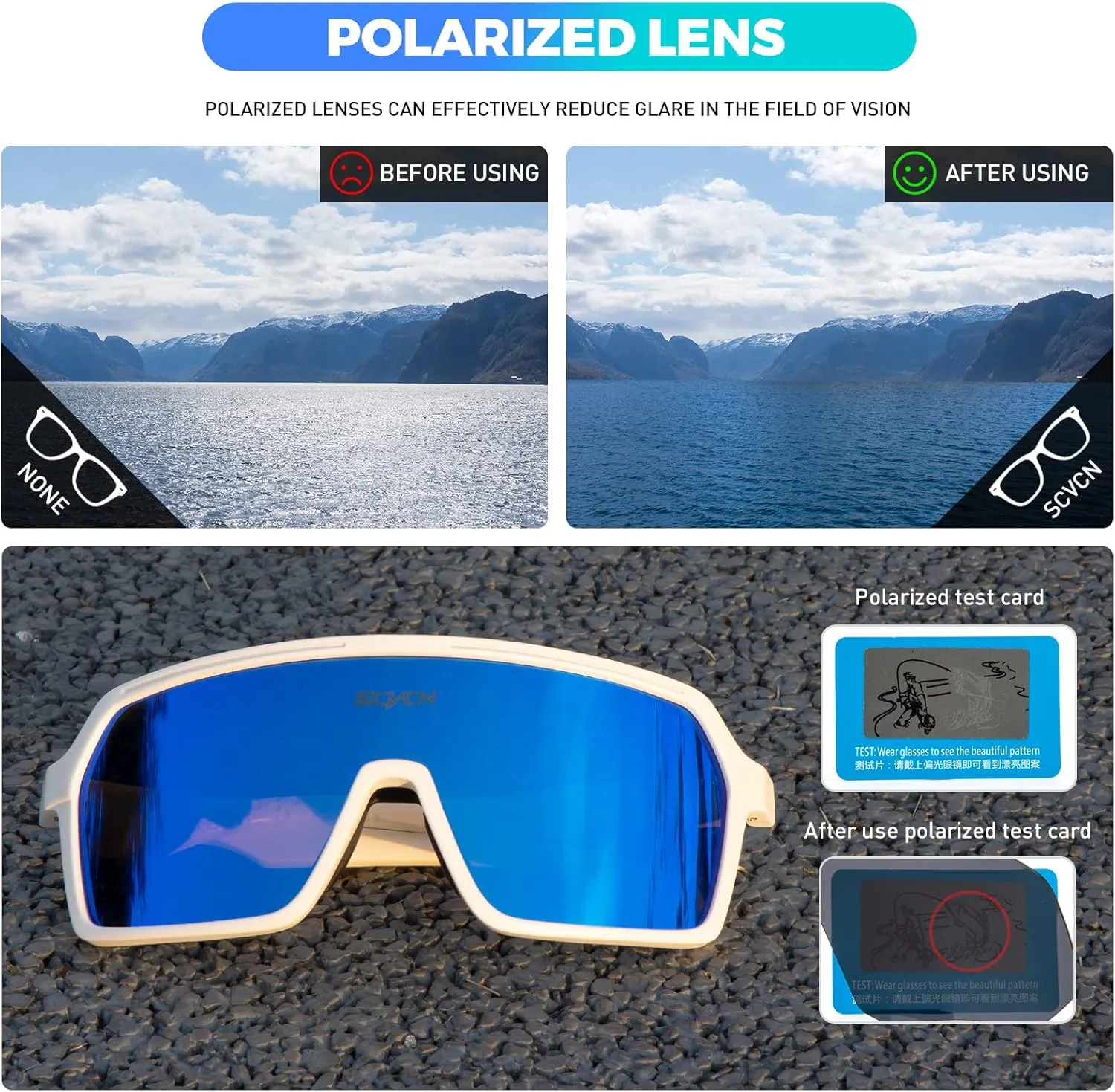 Polarized Cycling Glasses Sport Sunglasses MTB BMX Men Women Running Driving Fishing Golf S61