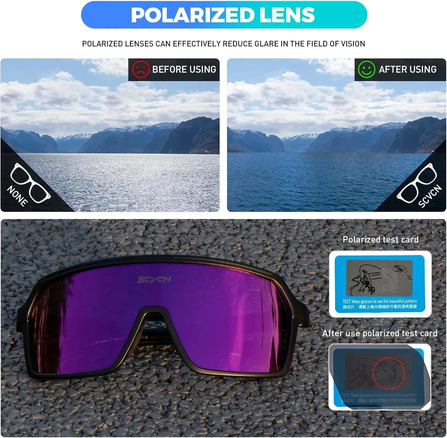 Polarized Cycling Glasses Sport Sunglasses MTB BMX Men Women Running Driving Fishing Golf S61