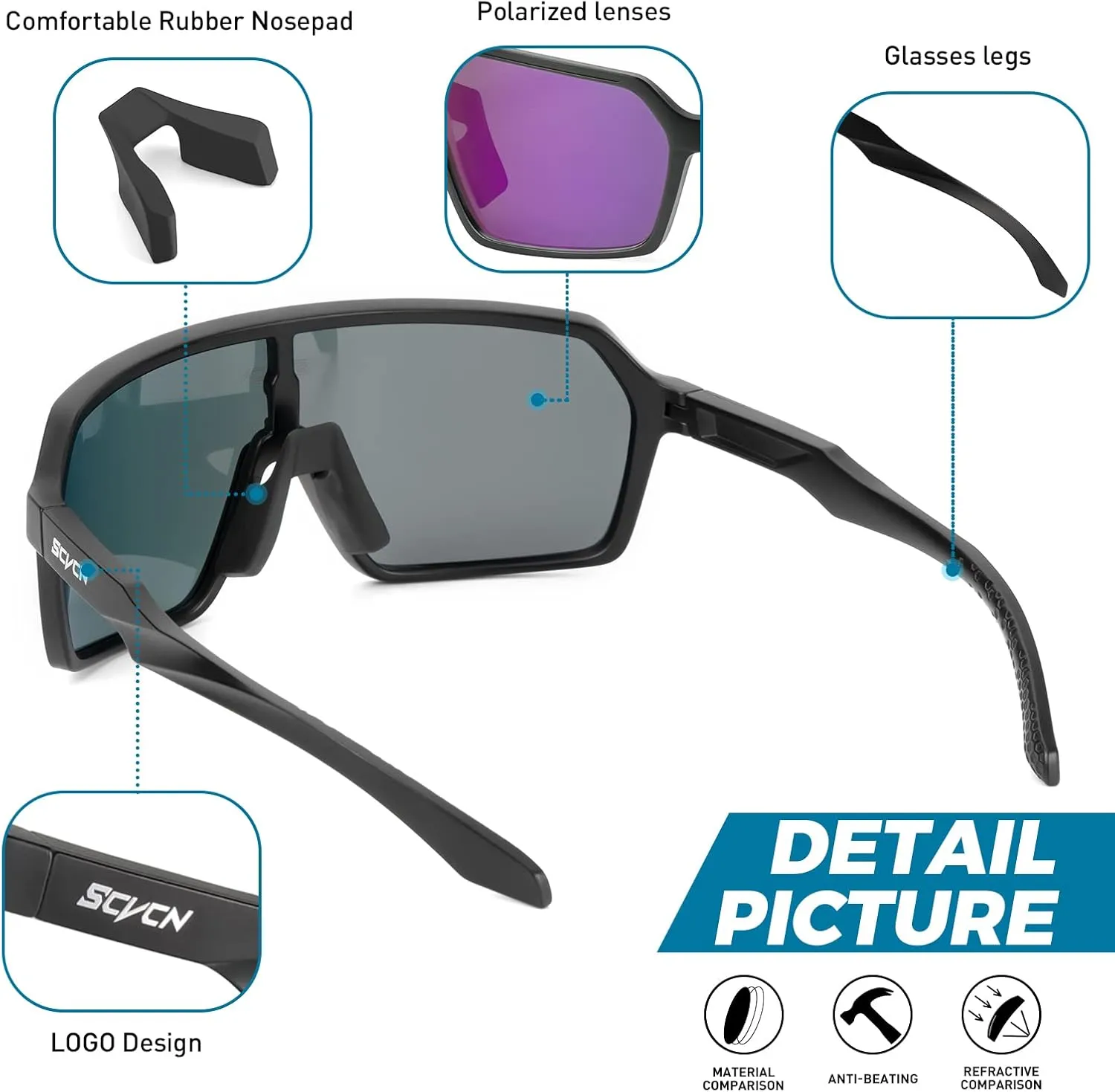 Polarized Cycling Glasses Sport Sunglasses MTB BMX Men Women Running Driving Fishing Golf S61