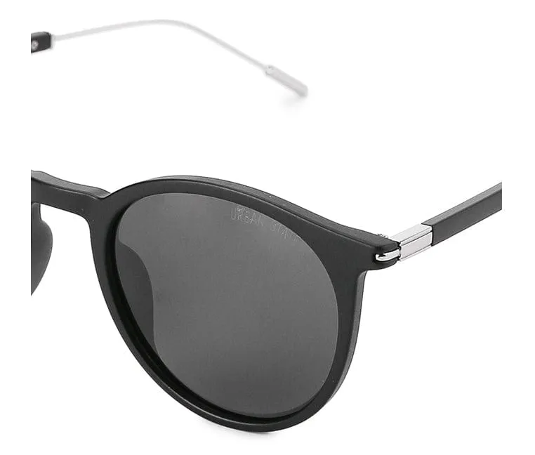 Polarized Stainless Frame Apollo Round Sunglasses - Black Silver