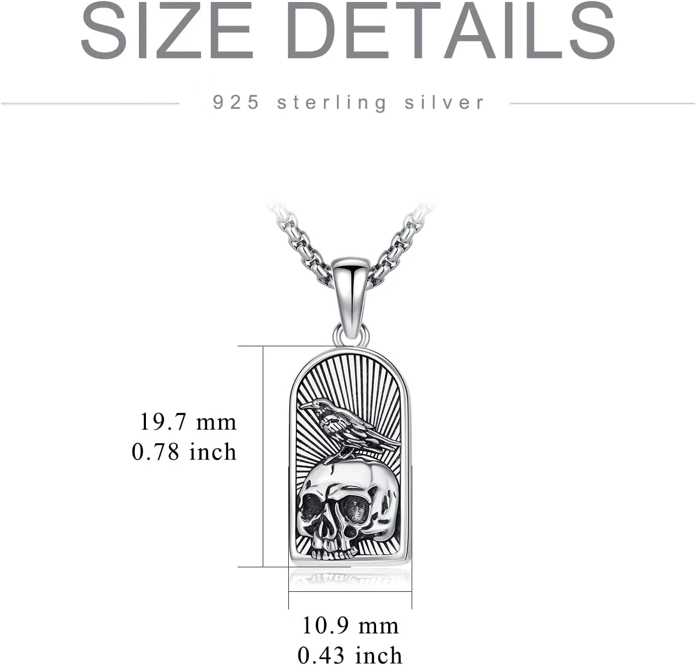 PROESS Skull Necklace 925 Sterling Silver Sun and Moon/Claddagh/Raven Necklace Skeleton Pendant Skull Jewelry Gifts for Women Men for Birthday Christmas