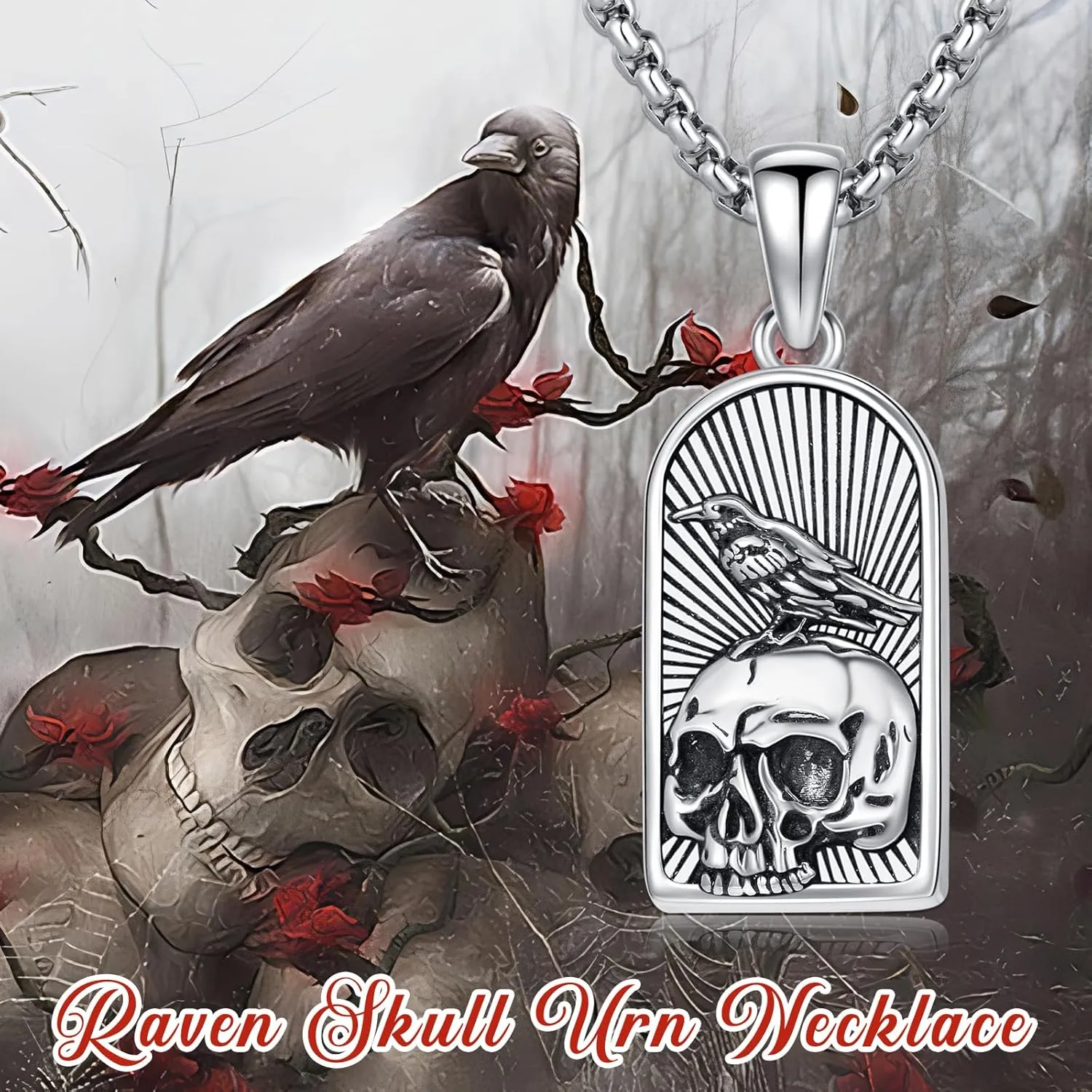 PROESS Skull Necklace 925 Sterling Silver Sun and Moon/Claddagh/Raven Necklace Skeleton Pendant Skull Jewelry Gifts for Women Men for Birthday Christmas