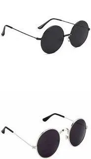 Round Sunglasses (For Men & Women, Black, Black)