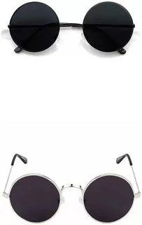 Round Sunglasses (For Men & Women, Black, Black)