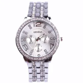 SB-012 Ladies Quartz Diamond Woman Silver Geneva Watch Men's Watches Unisex