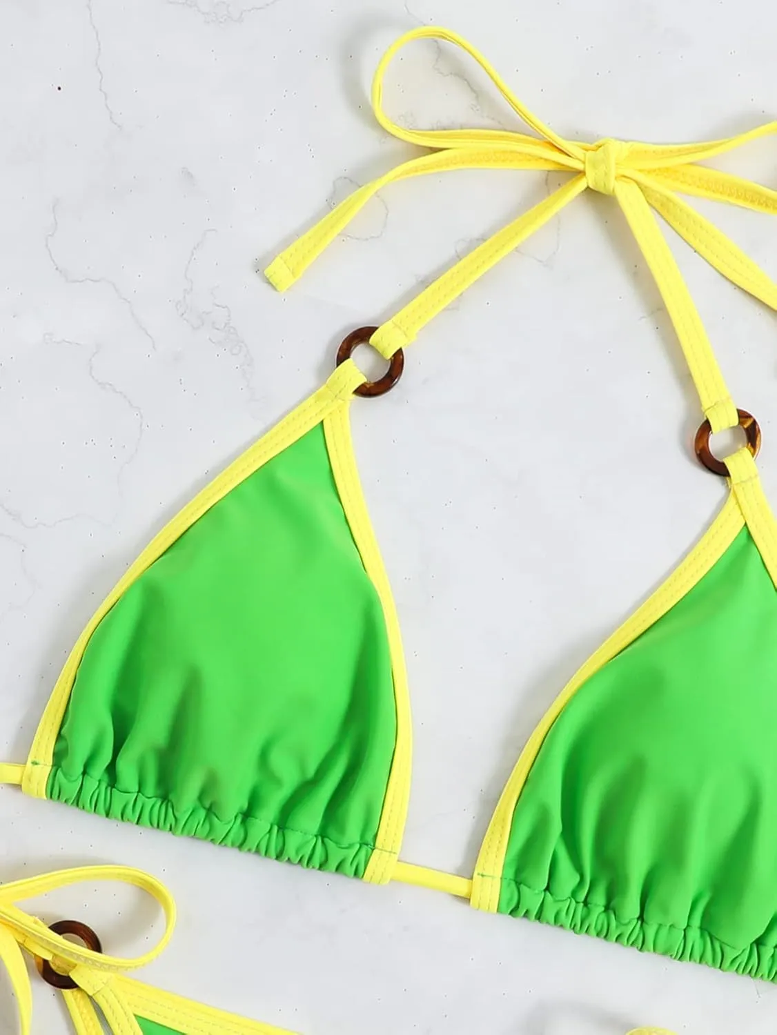 SHENHE Women's Sexy Bikini Sets Ring Triangle Tie Bathing Suits 2 Piece Swimsuits