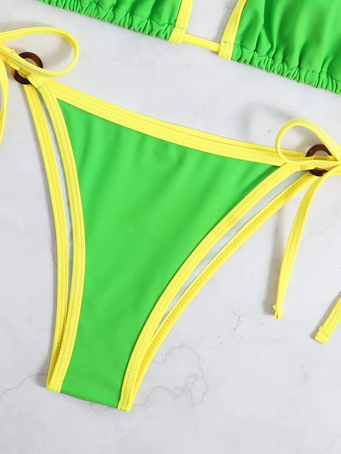SHENHE Women's Sexy Bikini Sets Ring Triangle Tie Bathing Suits 2 Piece Swimsuits